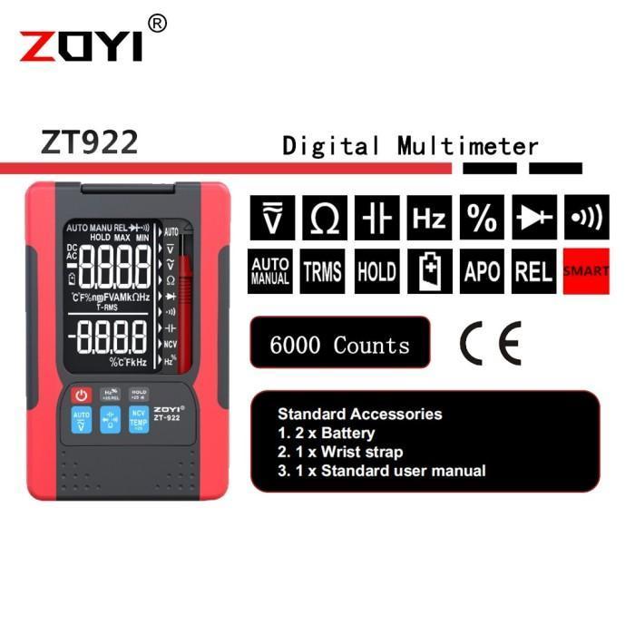 ZOYI ZT-922 Multimeter Avometer Ukur Arus listrik 4000uf 10mhz Diode N