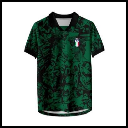 Jersey Italia Green Renaissance - Baju Bola Motif Klasik Seni Patung Italia Hijau Hitam Benghar.Id-1