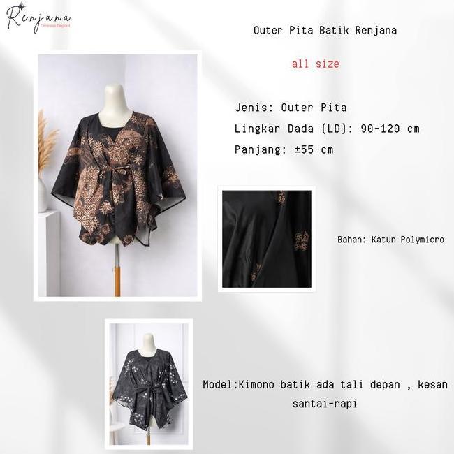 Outer Batik Wanita Ern El Kimono Batik Cap Viscose Untuk Kondangan Kantor