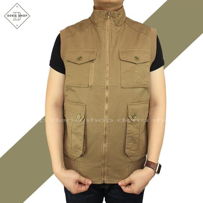 Rompi Bolak Balik Jeep Pria Tactical Outdoor Import Bahan Kanvas Khaki Hijau Jaket Motor Safety Anti