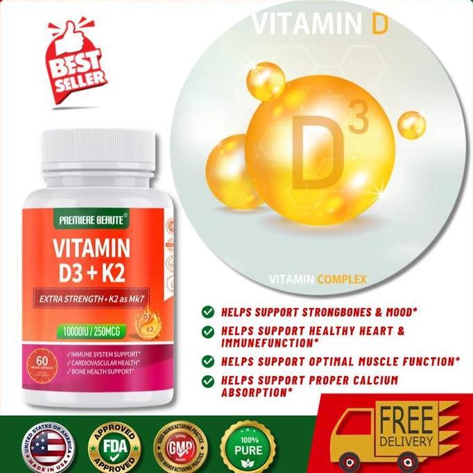 Deal Vitamin K2 + D3 2 in 1 Support D 5000iu K 100mcg 60 Softgel