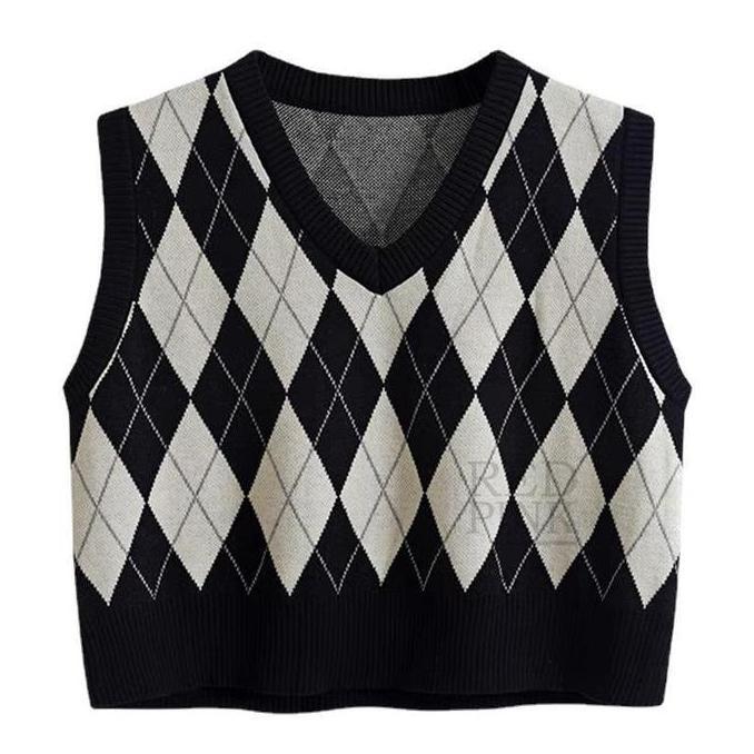 Momi- [ Redpink ] Rompi Baju Outter Mix Match Outfit Vest Casual Street Women Modern Kekinian Korean