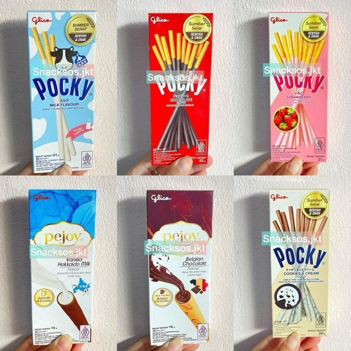 [Mini Size] Glico Pocky Biskuit Stik Strawberry / Cookies & Cream / Chocolate / Milk - Glico Pejoy B