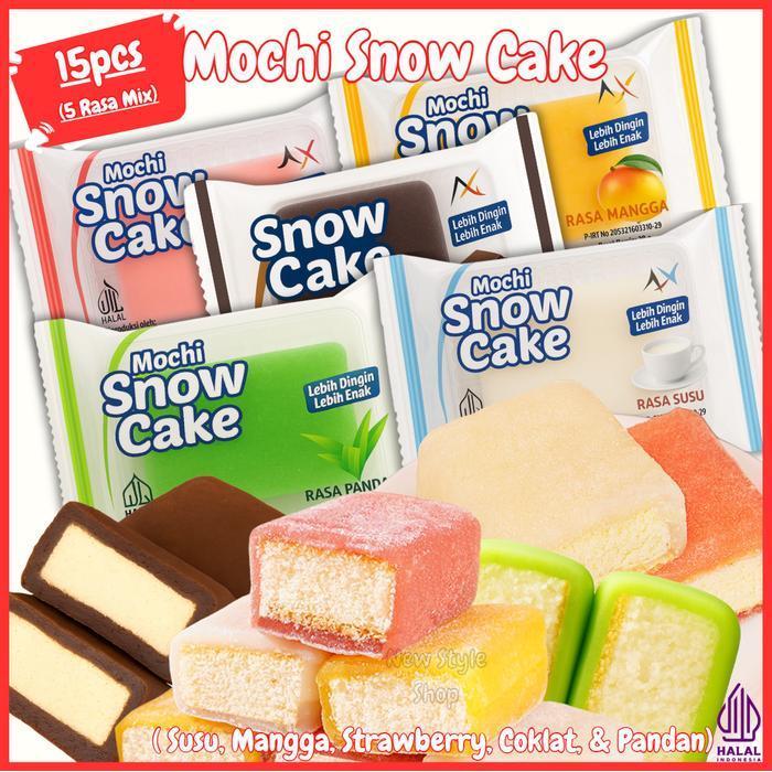 Mochi Snow Cake Beli 14+1 Gratis Mix Rasa Strawberry, Mangga, Cokelat, Pandan & Susu / Osmanthus Cak