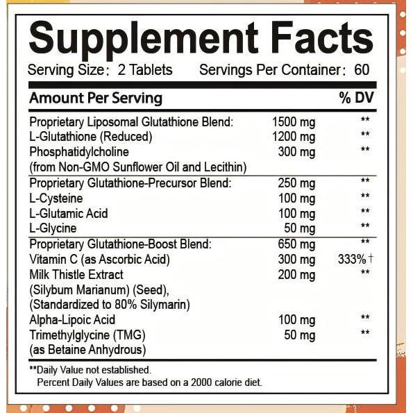 Absolute- 2400Mg Liposomal Glutathione, Pengurangan L-Glutathione, Suplemen Glutathione Dengan Vitam