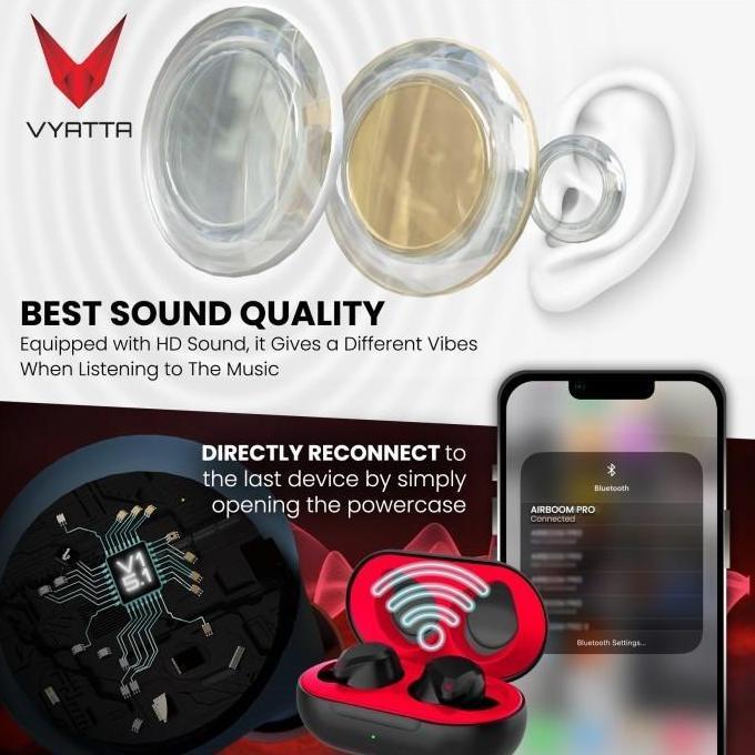 VYATTA AIRBOOM PRO TWS BLUETOOTH HEADSET EARPHONE ENC G