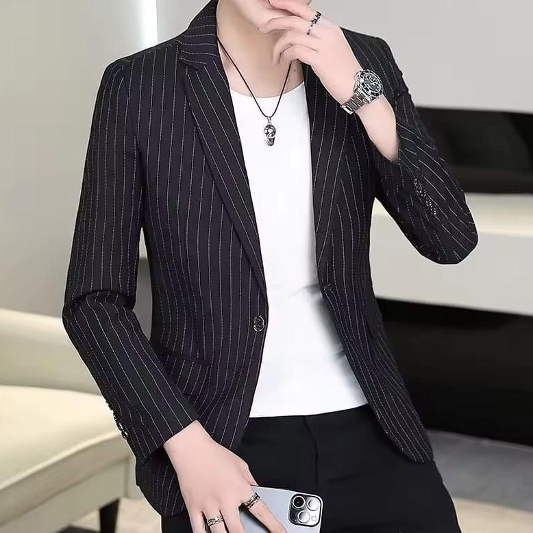 HOT Blazer Pria Motif Salur/Jas Blazer Cowok Salur/Casual Pria