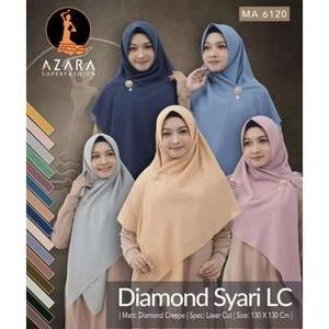 DIAMOND SYAR'I AZARA  LASERCUT UKURAN 130X130CM / SEGI EMPAT JUMBO / HIJAB SYAR'I POLOS Crepe Muslim