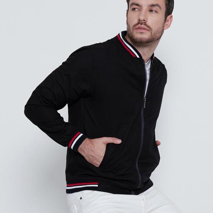 Xxpi- M231 Jaket Pria Bomber Oxford Panjang Hitam 1768A