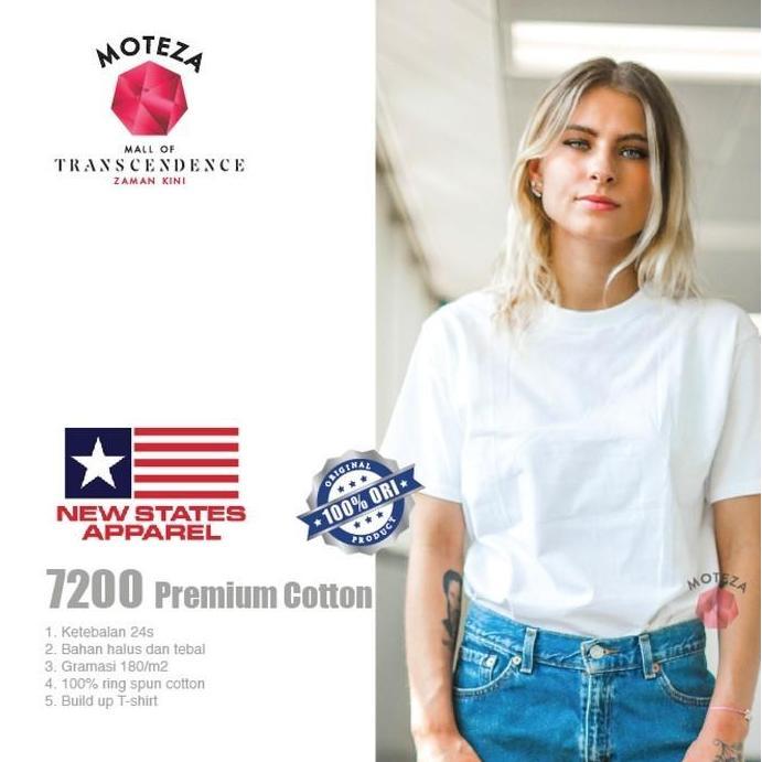 Lansungkirim- Kaos Polos Nsa ( New States Apparel ) 7200 Premium Cotton 24S - Putih & Warna - Size S