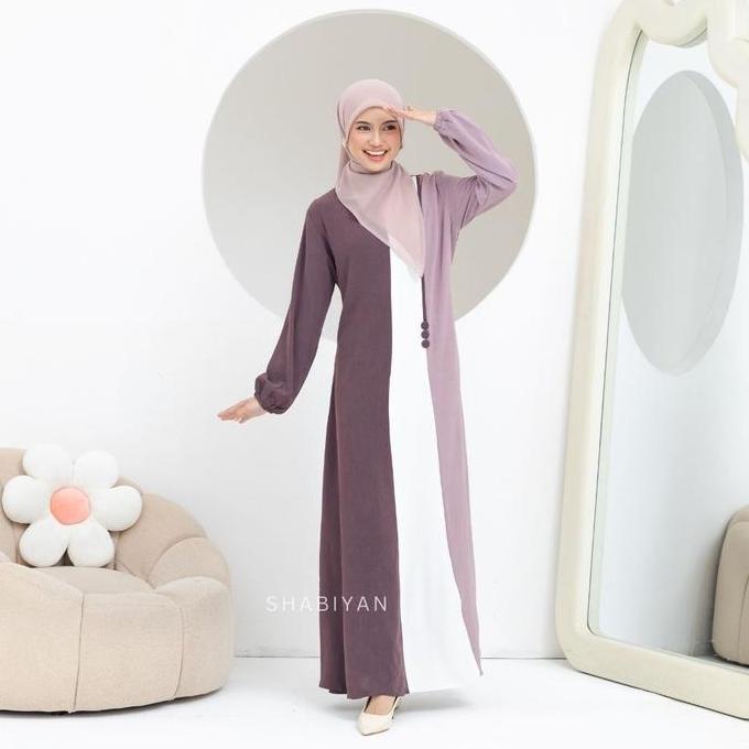 Shabiyan 618 Gamis Kombinasi Warna | Remaja & Dewasa | Simple Elegan