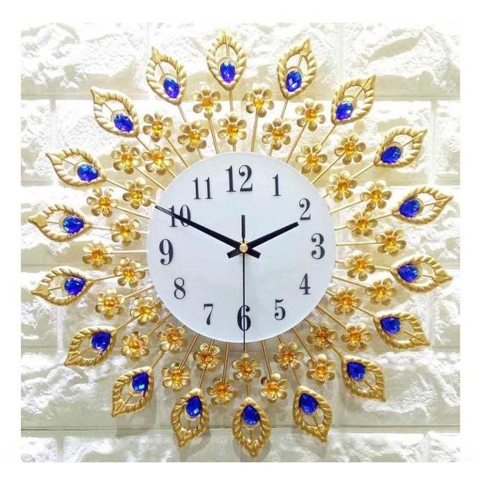 Kantowi- Jam Dinding Luxury Diamond Retro Jam Besar Diamond 3D Alarm Wall-Mounted