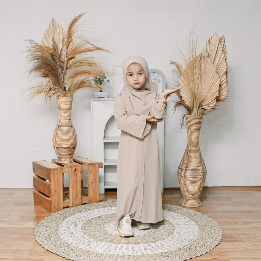 FREE ONGKIR LITTLEMALIKA X MAJIDAH ABAYA DUBAI ANAK FULL SIZE BAHAN CERUTY SET HIJAB DAN CADAR GAMIS