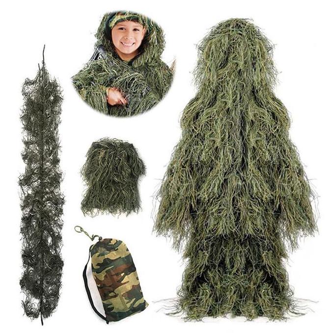 Ghillie Suit Anak Dewasa Baju Camouflage Kostum Sniper Tactical Outdoor Cosplay Karnaval Survival Ga