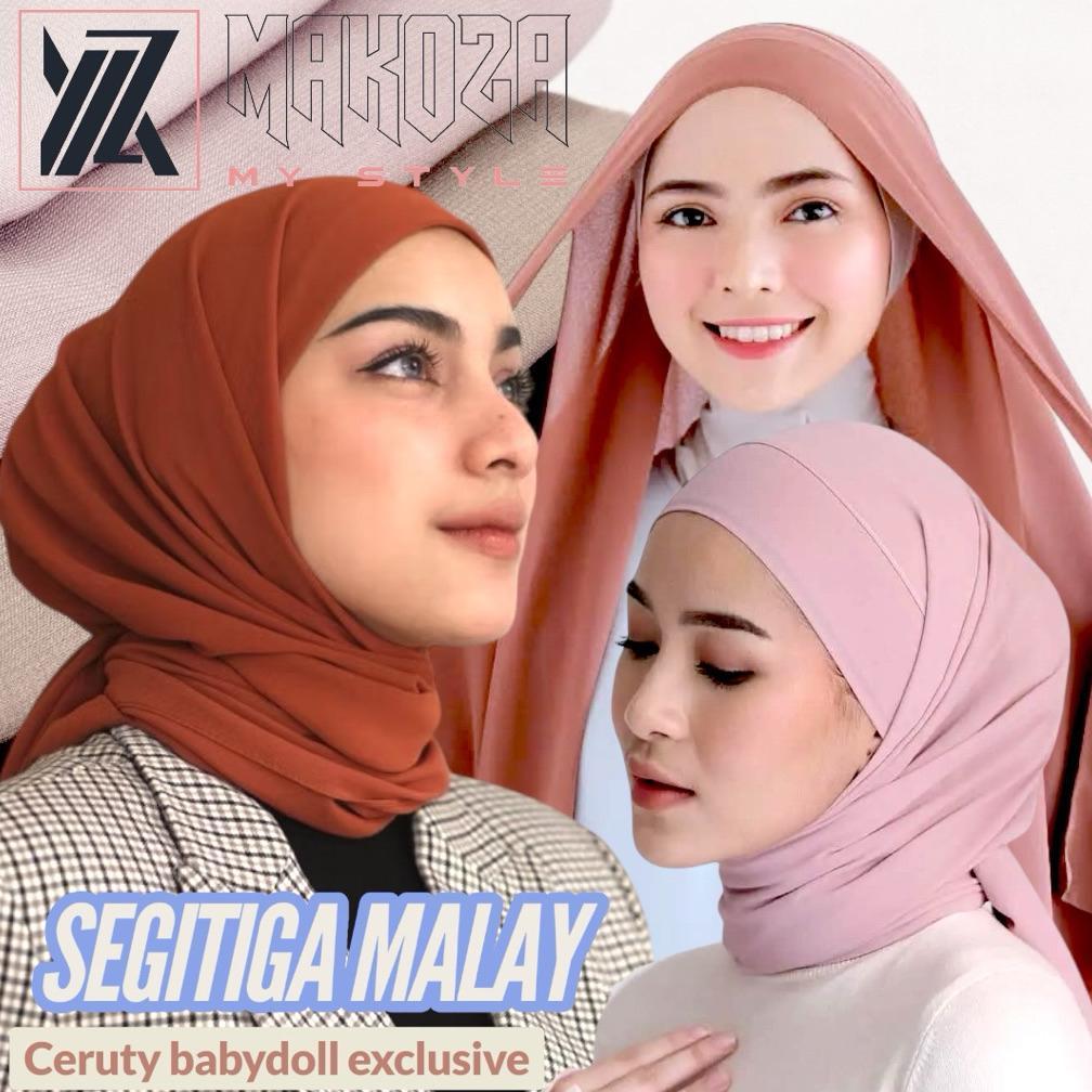 Segitiga Malay Ceruty Babydoll / Segiempat 2 layer Instan / Hijab Instan Makoza