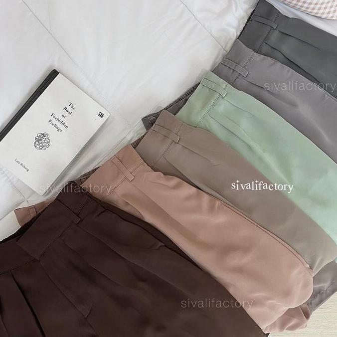 SIVALI Elika Pants - Celana Ankle Loose Wanita Panjang 7/8 Bahan Jatuh Katun Polyester Outfit Casual