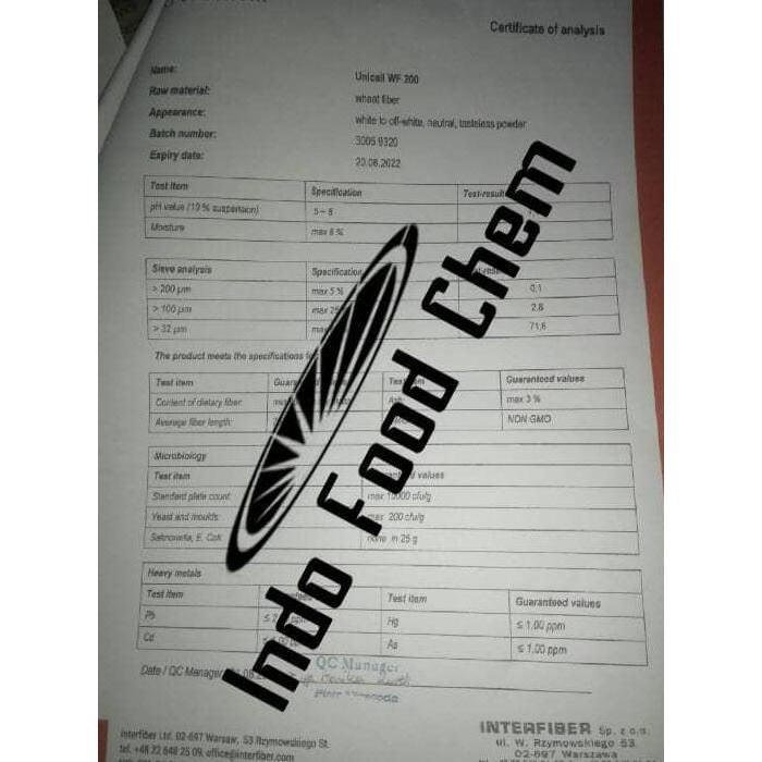 Banan- Wheat Fiber Unicell Wf 200 Food Grade Ex Polandia