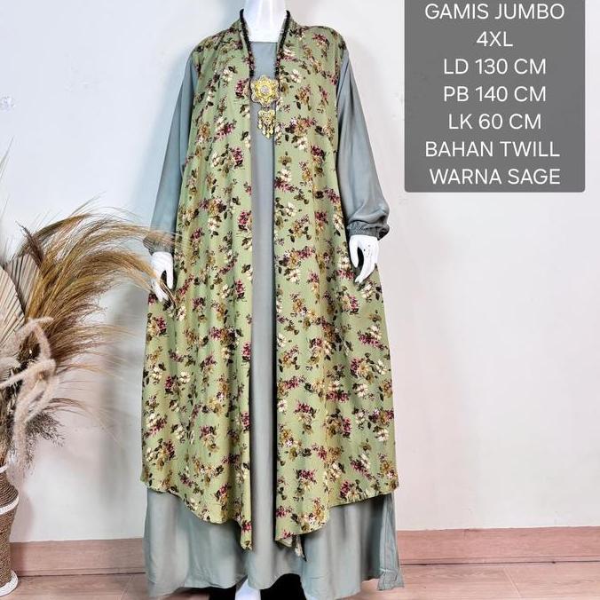 Gamis Jumbo Wanita Ld 130 Cm Model Kombinasi Outer Kekinian - Belinda Dress