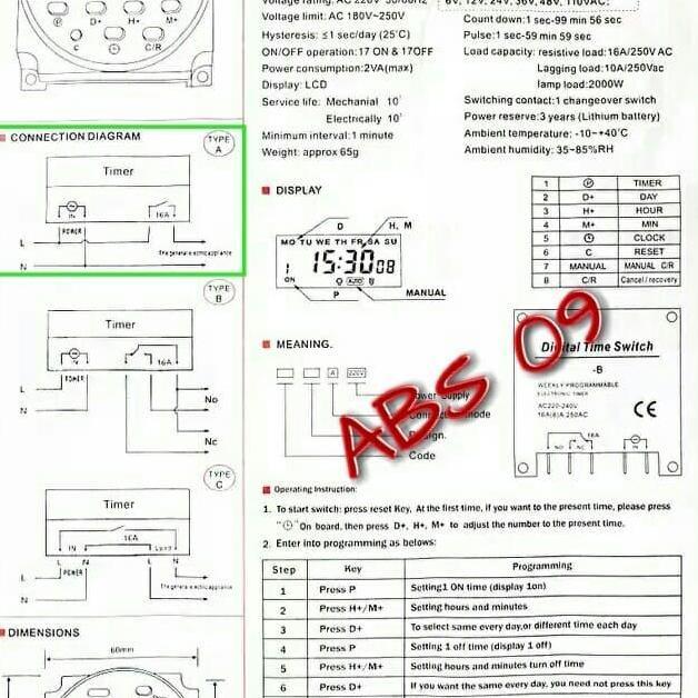 Timer Digital saklar otomatis alat on off lampu listrik AC220v AC 220v