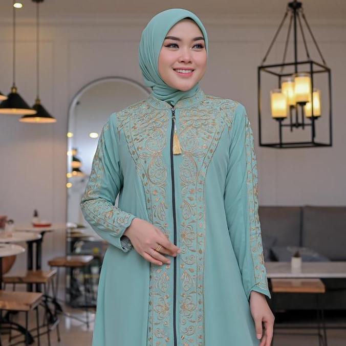 Termurah / Hot Sale Anisa Dress Set Hijab Bordir Gamis Kondangan