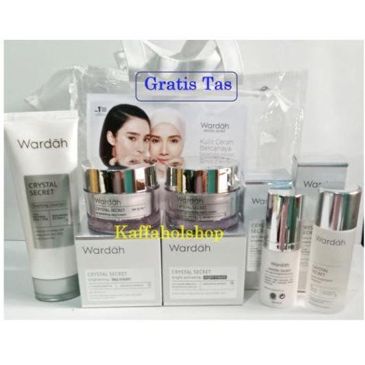 sahaneka2 - wardah 1 paket crystal secret 5 produk untuk flek wajah cerah glowing tas