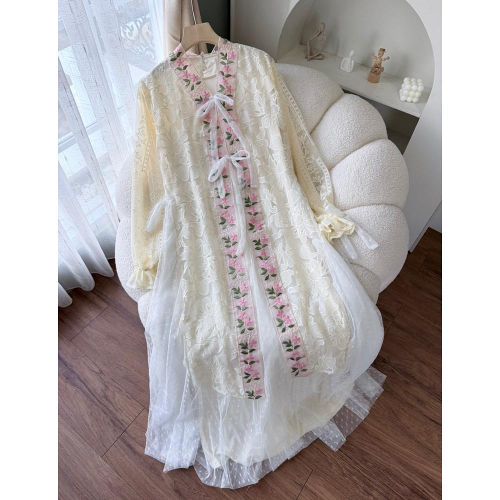 CANDY LADY Emelin Flower Tile Maxi / Gamis Brukat Wanita Terbaru Dress Lebaran Gamis Kondangan Premi