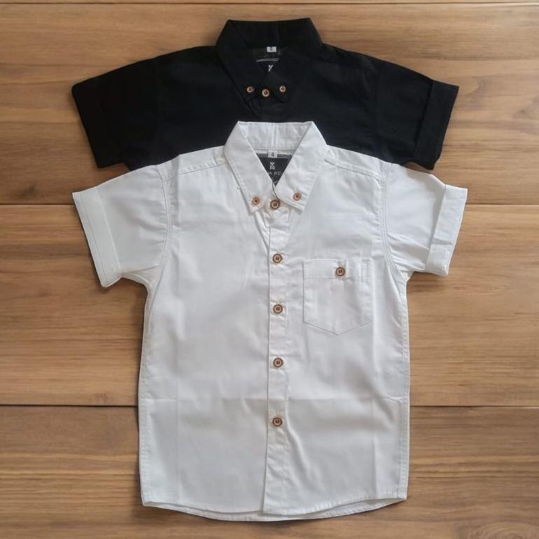 FREE ONGKIR SALE ~ KEMEJA PUTIH POLOS ANAK ANAK ~ KEMEJA PENDEK POLOS HITAM ANAK LAKI LAKI