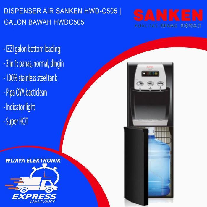 Sanken HWD-C505 - Dispenser Galon bawah HWDC505 /HWD C505 Garansi resmi