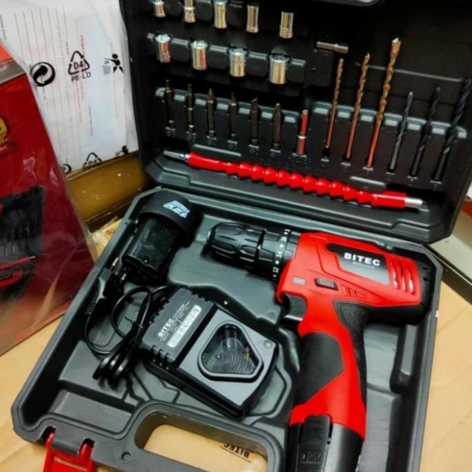 Diskon Mesin Bor Baterai Hammer Beton Cordless Bitec Drill Besi Kayu