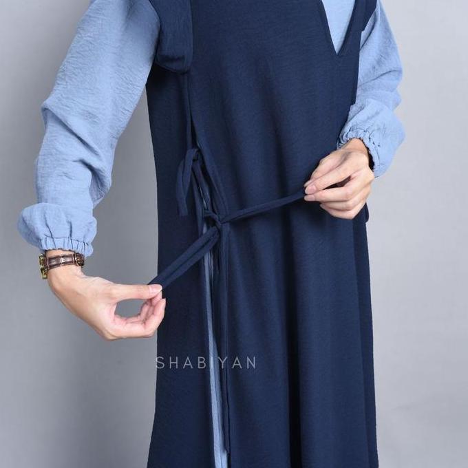 Murah SHABIYAN-431 Gamis Wanita Set Dress Cardigan Panjang Muslimah Non COD