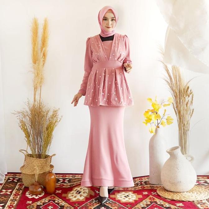 Murah #209, gamis  duyung bahan scuba polos kombinasi tile bordir Maxi  Muslim  Mewah  Wanita Pesta 