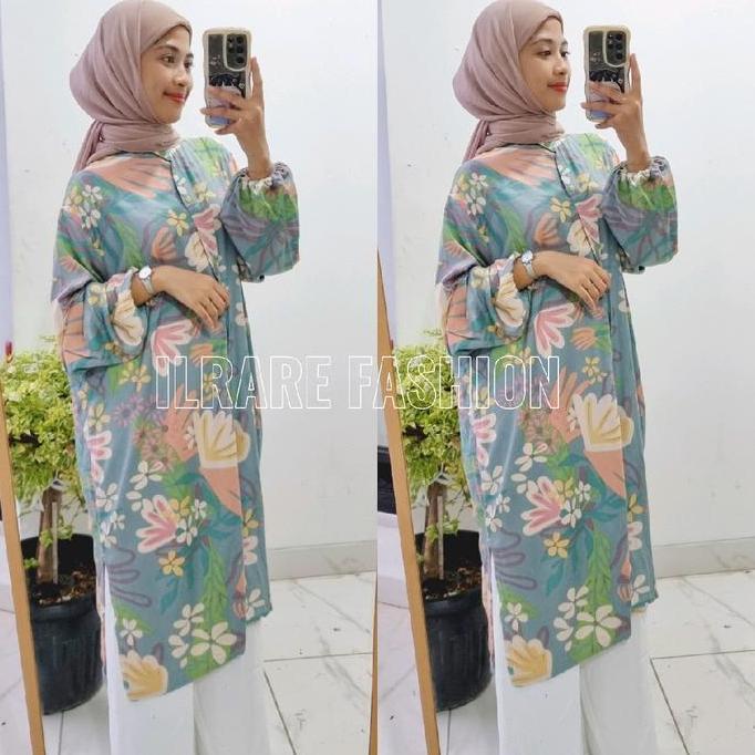 MURAH LEBAY IF-Tunik Kanaya motif rayon ld 125cm|tunik wanita bahan rayon belah Samping MURAH LEBAY