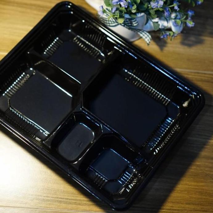 Bento sekat 5 hitam/mika bento sekat 5/tray bento/box bento