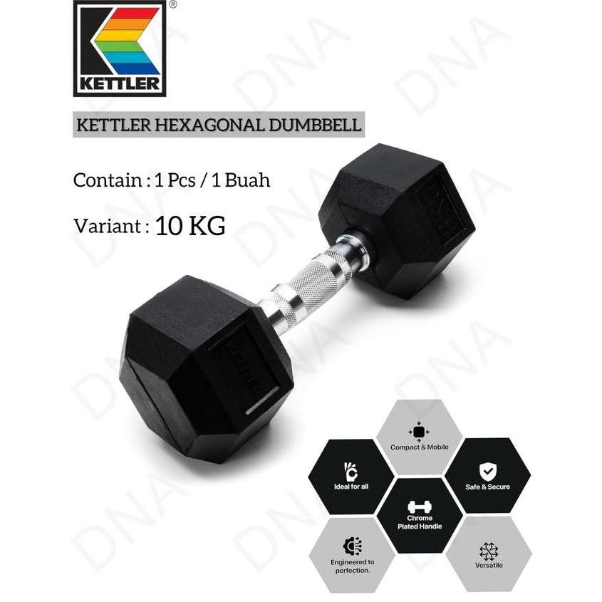 Fixed Hexagonal Dumbell 10 KG KETTLER / Dumbell Hexagonal -