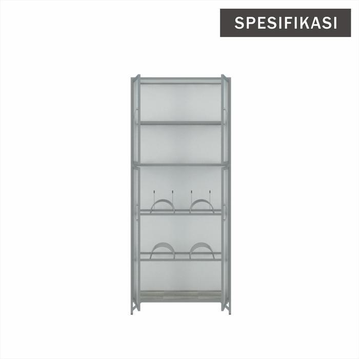 Rak piring 2 pintu kaca riben