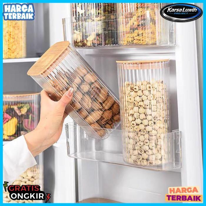 Best Seller Toples Plastik Tutup Kayu | Toples Plastik Serbaguna | Toples Plastik Cantik Lebaran | T