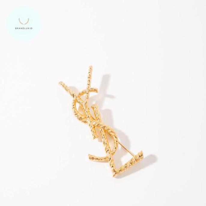 Saint Laurent Opyum Brooch croco brooch  Twisted brooch Engraved brooch Wrapped cord brooch Gold (TE