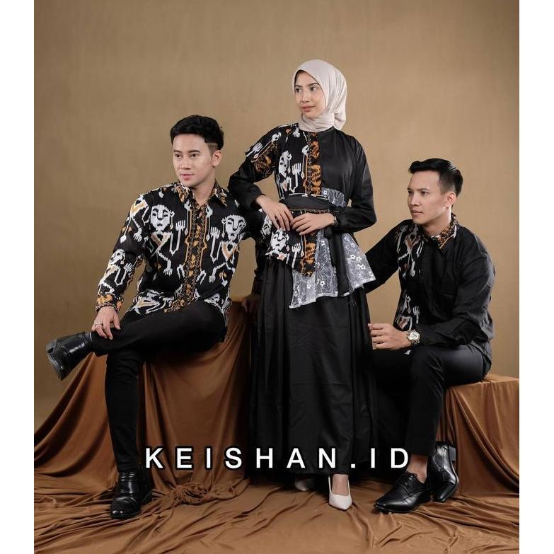 Termurah / Hot Sale Keishan.Id- Gamis Tile & Kemeja Tengkorak Bahan Katun Batik Pekalongan Motif Son