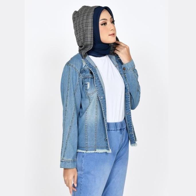 Jaket Jeans Wanita Hoodie Jumbo Outer Jins Lezahrasignature fit XXL (TERBAIK) (TERBARU) (TERMURAH)
