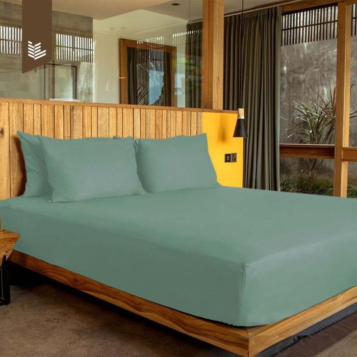 IndoLinen - Sprei Set Sage Green 100% Katun Jepang Premium Quality