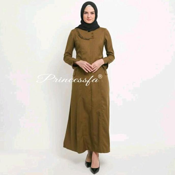 Gamis Coklat Tua Wanita/ Gamis Kerja Wanita Coklat Tua/ Gamis Kheki Wanita Coklat Tua Baju Muslim Dr