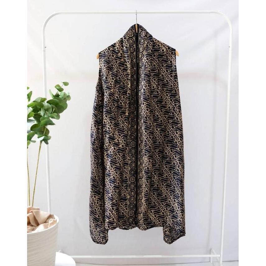 Atasan Batik Outer Batik Wanita Batik Viscos Batik Hitam Modern Parang Outer Wanita Cardigan Batik W
