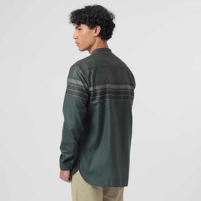 EDWIN JEANS - Kemeja Koko Pria Lengan Panjang AZKHA ARMY GREEN Baju Muslim Pria Top Man Muslim Shirt