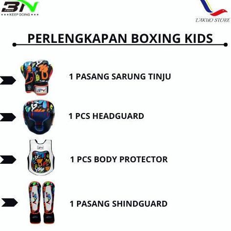 PERLENGKAPAN BOXING - MUAYTHAI KIDS BN DOODLE / BOXING GLOVE BN KIDS / SARUNG TINJU ANAK ANAK / PERA