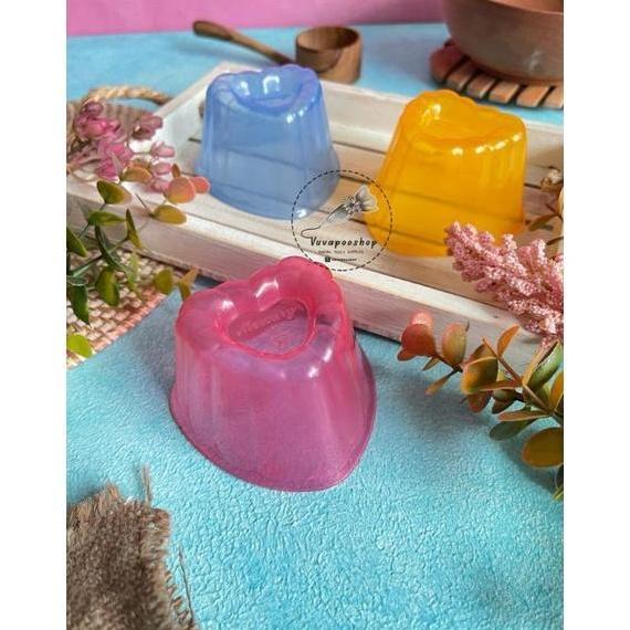 CUP JELLY HATI ISI 12PCS / CUP PUDING JELLY AGAR / CETAKAN PUDING PLASTIK
