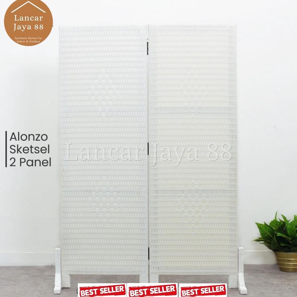 Sketsel Ruangan Rotan Sintetis 2 Pintu Tinggi 170 Cm