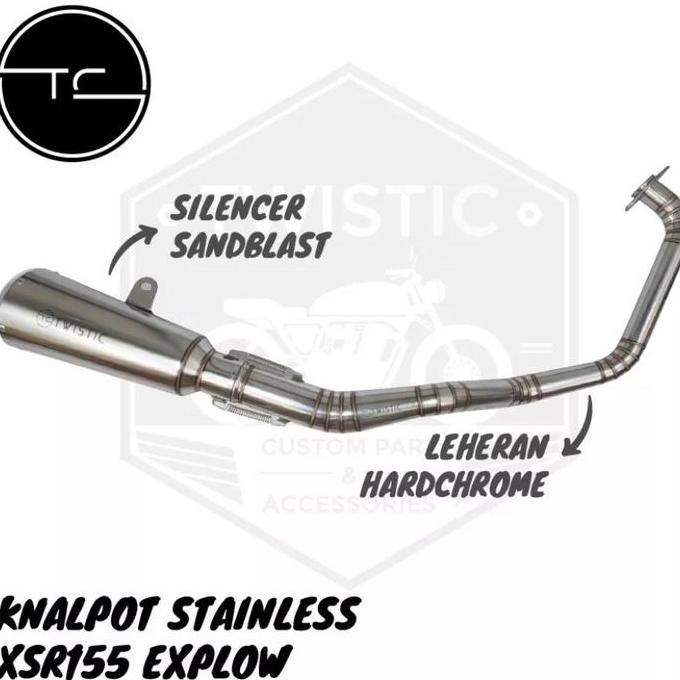 Knalpot Muffler Full System Stainless Explow Motor Yamaha Xsr155 Custom Sandblast Hardchrome Hemat