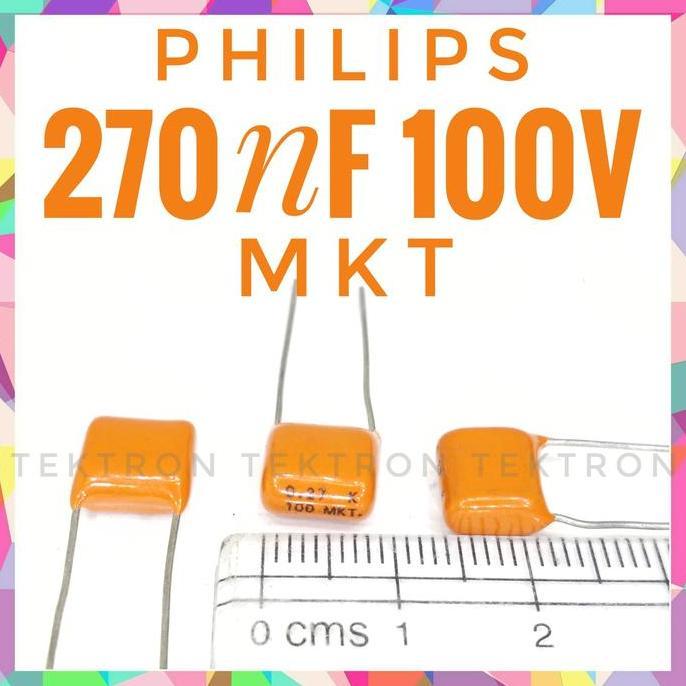(1) Philips 270nF 100V MKT 274 0.27uF tek70n Berkualitas