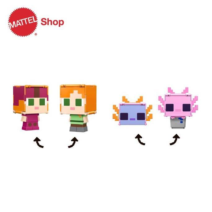 Minecraft Alex in Leather Armor and Pink Axolotl - Mainan Action Figure Permainan Toy (TERBAIK) (TER