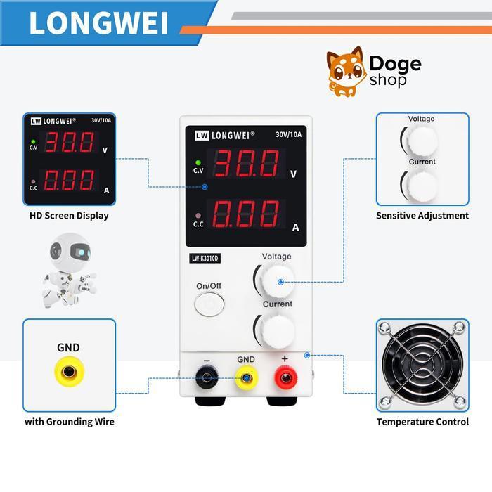 Longwei K3010D Adjustable Voltage Current DC Power Supply Digital 10A 30V